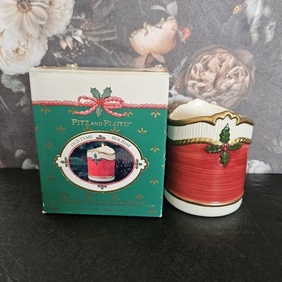 Vintage FITZ AND FLOYD Old Tyme Holiday Ceramic Candle Holder - 1989 - With Box - Picture 1 of 8